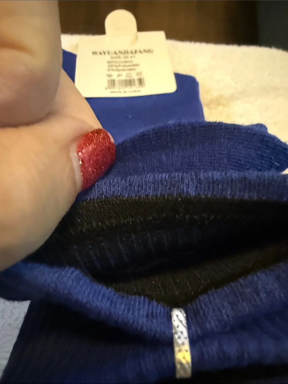 Blue Women's Crew Socks with White Logo